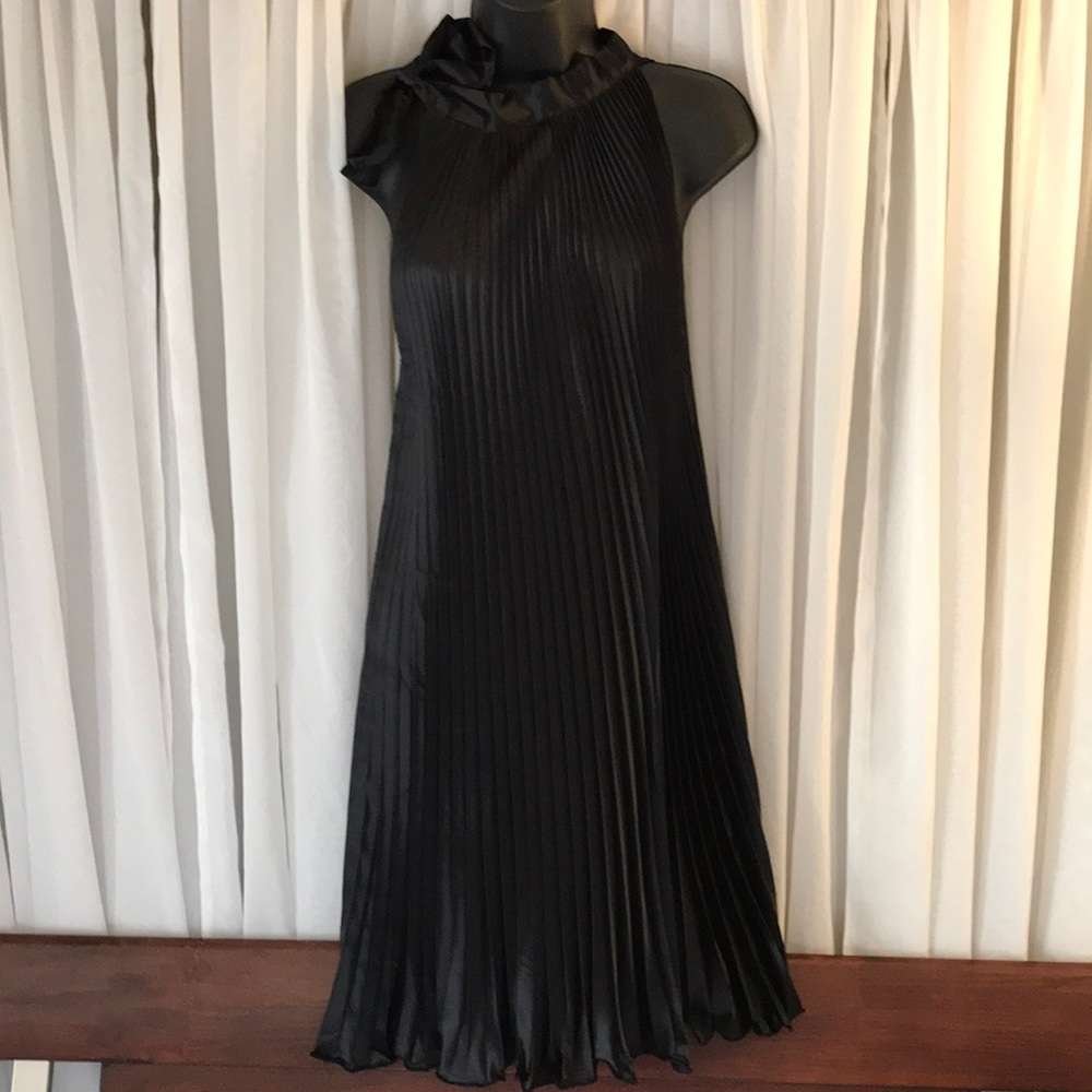 Pleated satin black dress. Brand New